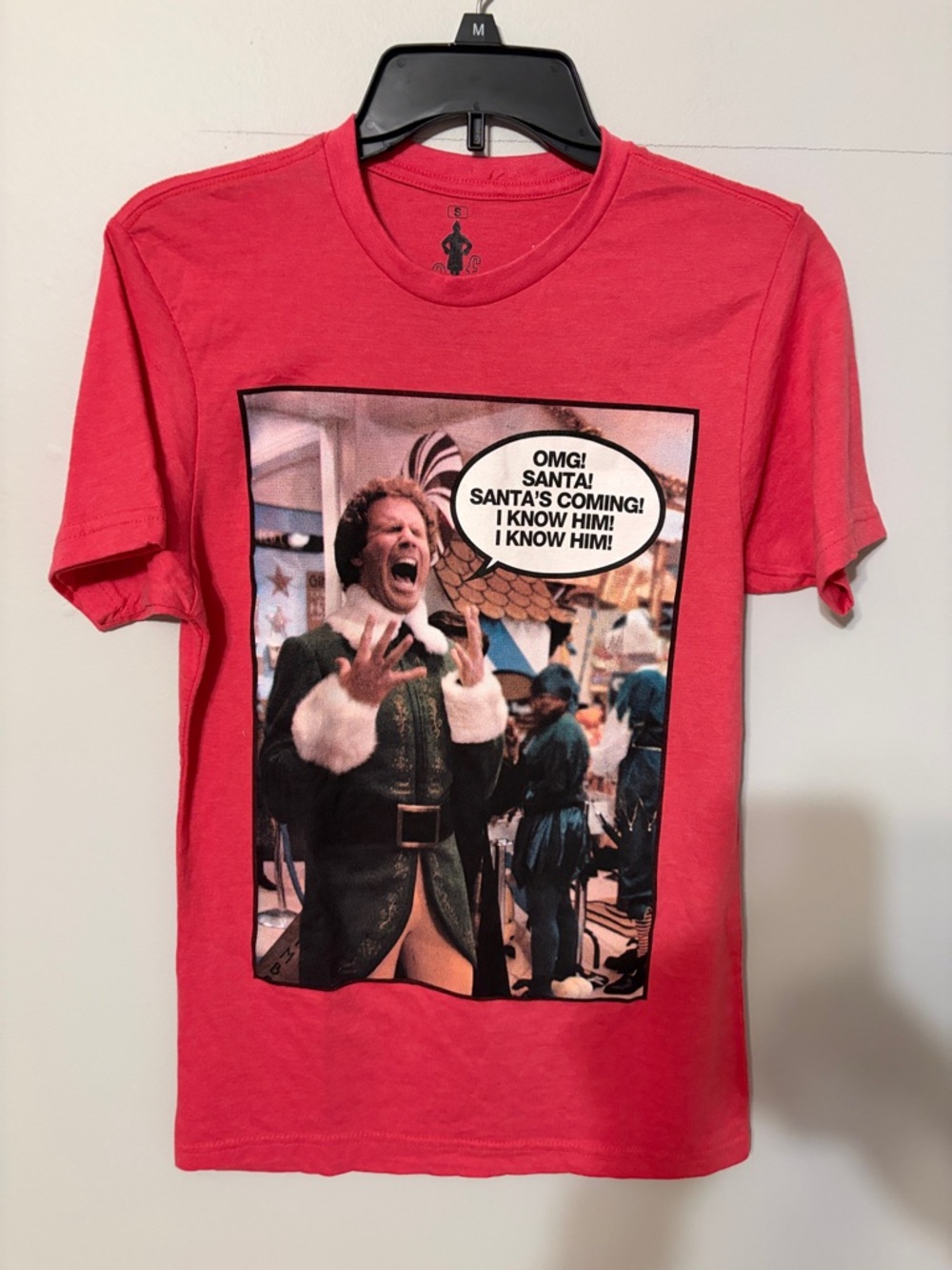 Ripple Junction Red Elf Movie Graphic Tee. Cotton/poly. NWT. Small.  CALLOUTS.